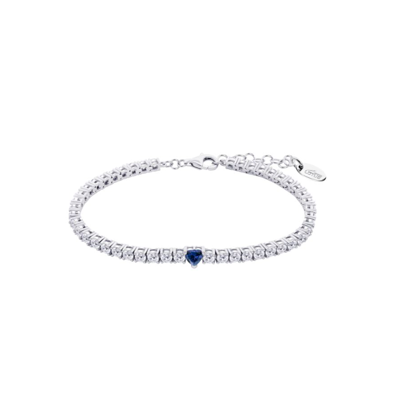 Pulsera Lotus Silver  Plata Y Circonitas Corazón Azul LP3762-2/3