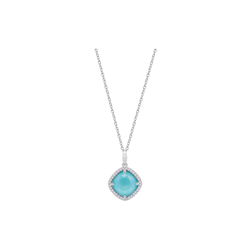 Collar Lotus Silver Plata Y Circonita Azul LP3921-1/2