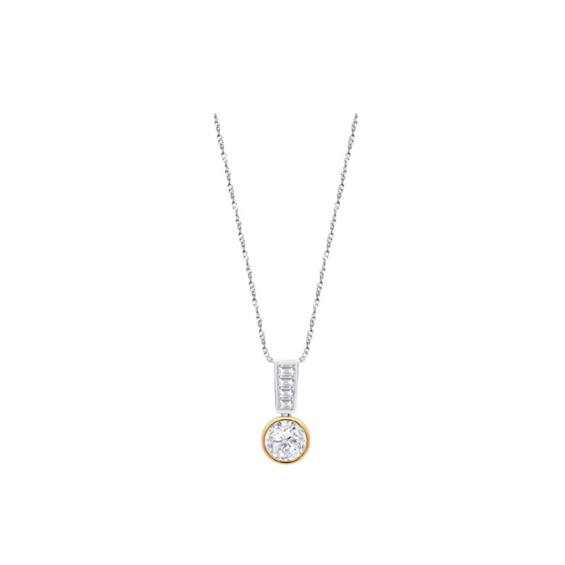 Collar Lotus Silver Glam Plata Acabado Brillo Y Circonitas LP3887-1/1