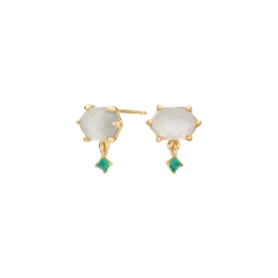 Pendientes Itemporality Baño Oro Piedra Lunar Y Onix SEA-210-128-UU