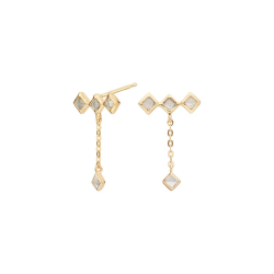 Pendientes Itemporality Baño Oro Rombos Piedra Luna SEA-210-131-UU