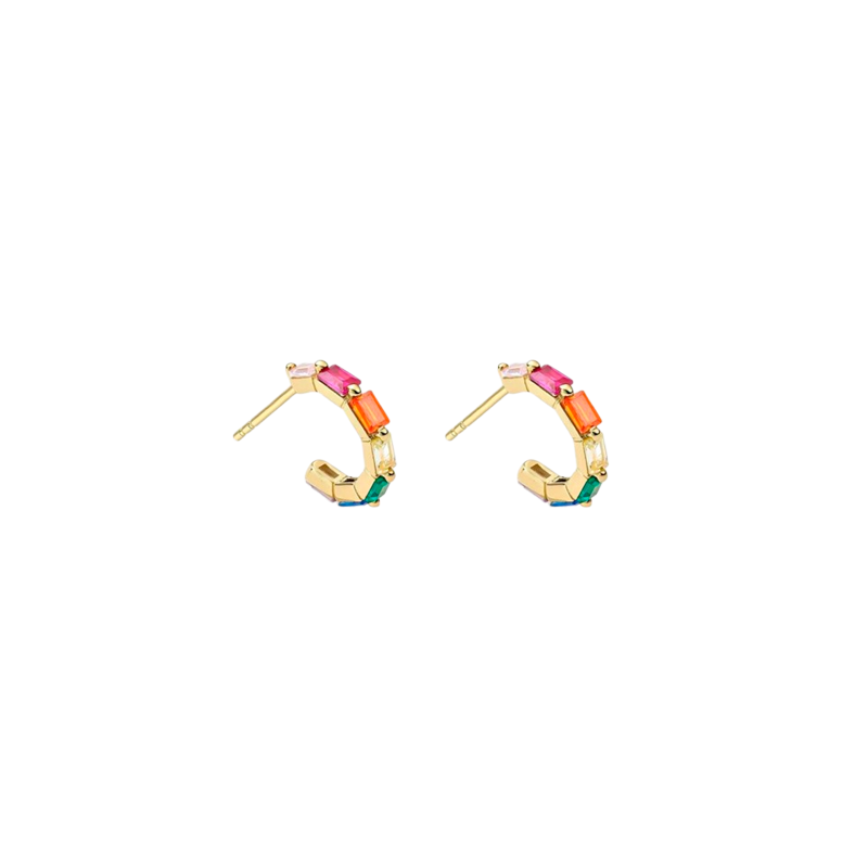 Pendientes Itemporality Aro Abierto  Y Circonitas Multicolor SEA-299-358-UU