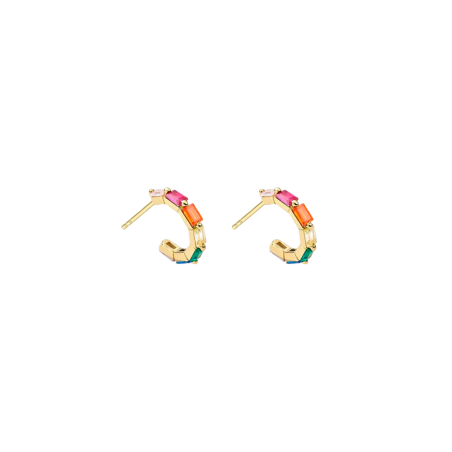 Pendientes Itemporality Aro Abierto  Y Circonitas Multicolor SEA-299-358-UU