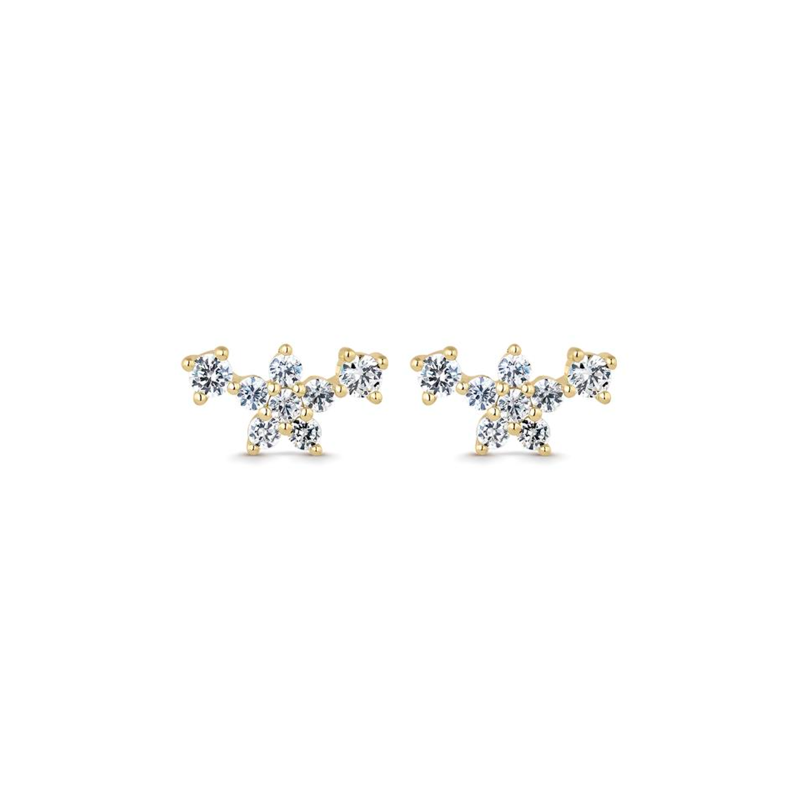 Pendientes Itemporality Plata Baño Oro Flor Y Circonitas SEA-201-338-UU