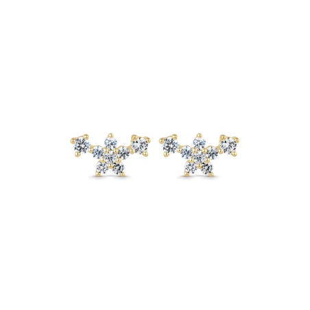 Pendientes Itemporality Plata Baño Oro Flor Y Circonitas SEA-201-338-UU