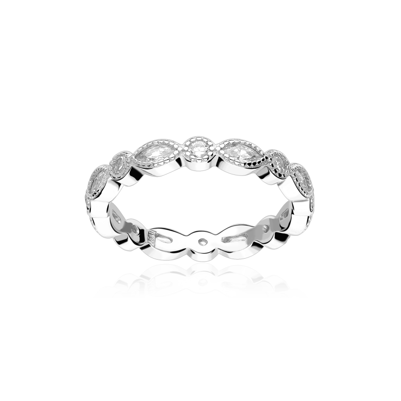 Anillo Plata de primera ley y circonitas "Tiana" - Joyerías Sánchez