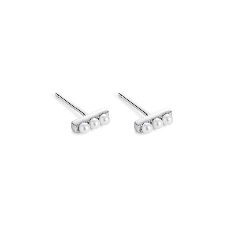Pendientes Itemporality Plata Baño Rodio Barrita Perlas SEA-120-343-UU