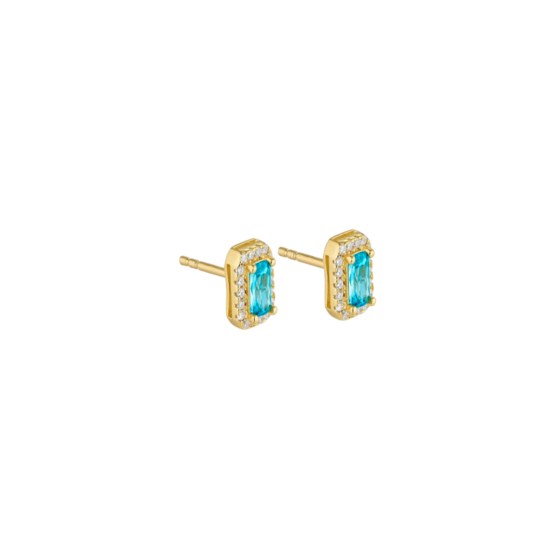 Pendientes Itemporality Baño Oro Circonita Aguamarina SEA-213-350-UU