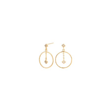 Pendientes Itemporality Baño Oro Aro Y Piedra Lunar SEA-210-146-UU