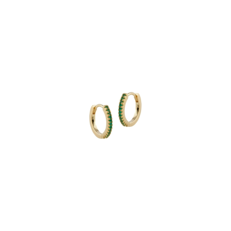 Pendientes Itemporality Aro Baño Oro y Circonitas Verdes SEA-206-153-UU