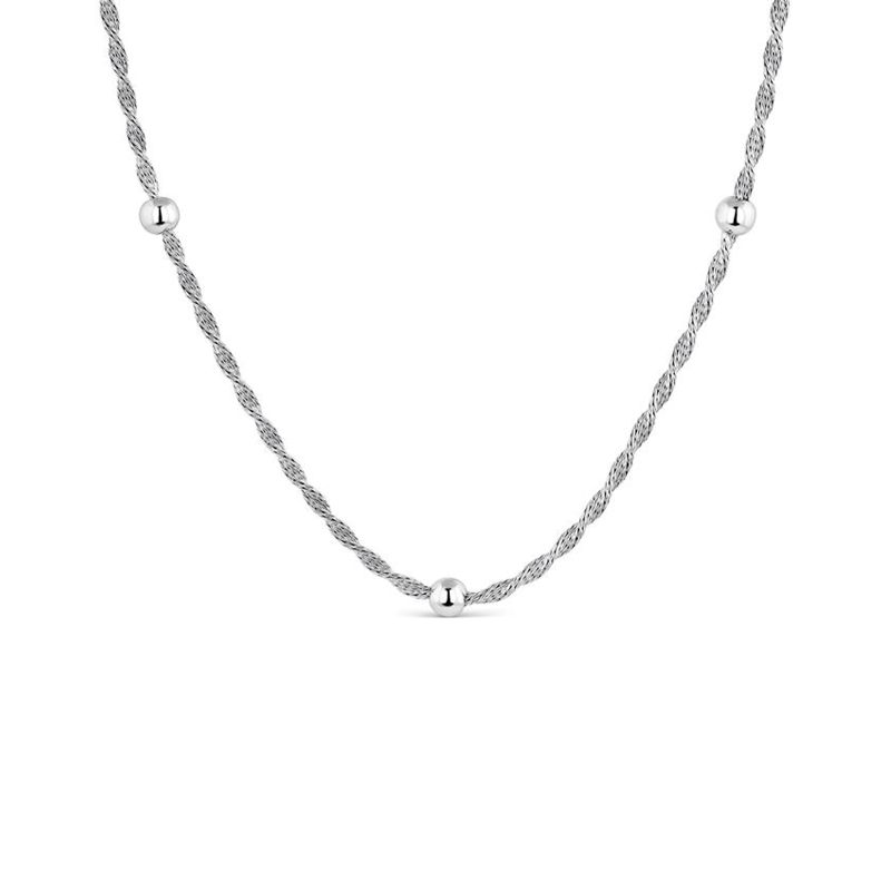 Collar Itemporality Plata Cadena Retorcida Y Esferas SNL-100-124-UU