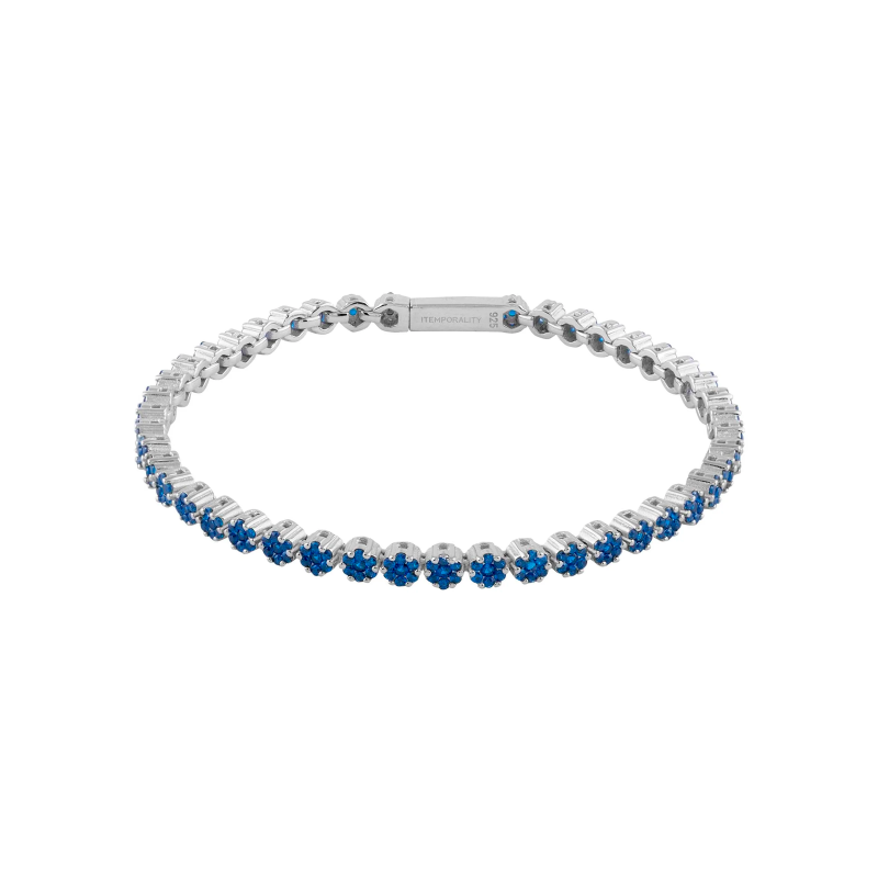 Pulsera Itemporality Plata Baño Circonitas Azules SBR-107-001-UU