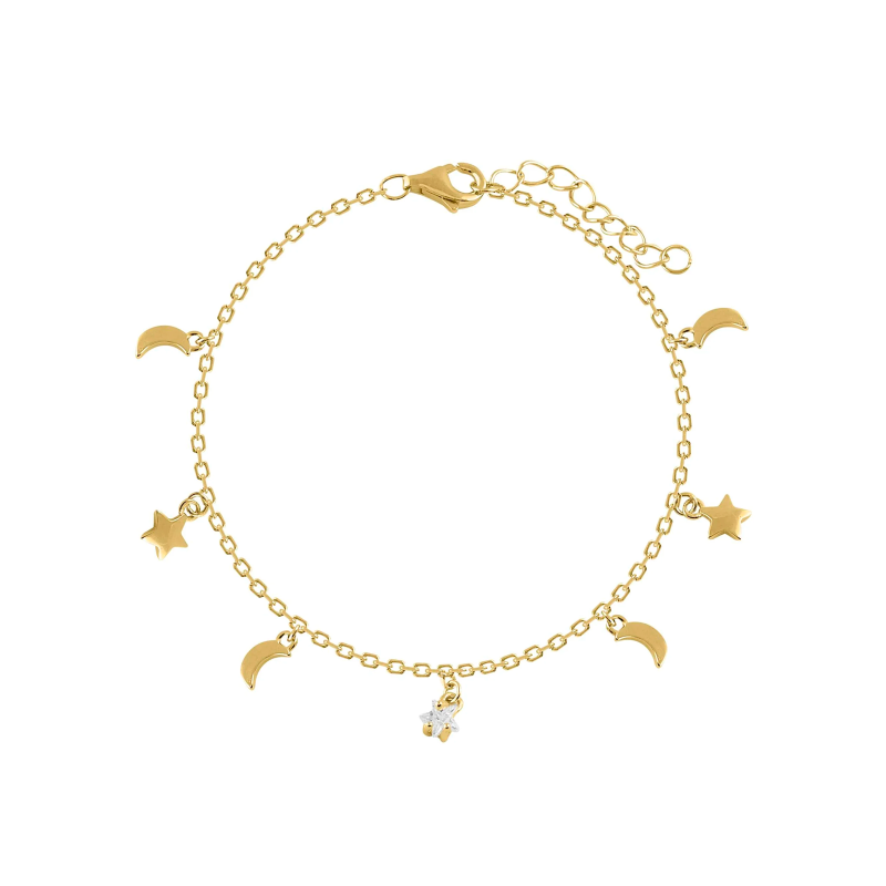 Pulsera Itemporality Baño Oro Luna Y Estrellas SBR-201-014-UU