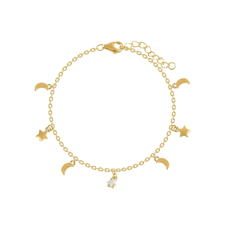 Pulsera Itemporality Baño Oro Luna Y Estrellas SBR-201-014-UU
