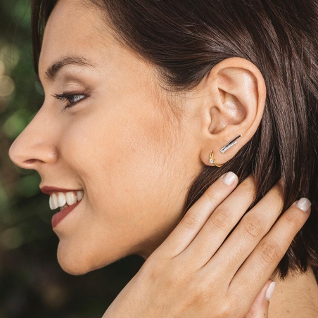 Pendientes Itemporality Plata Doble Barra Y Circonitas SEA-101-186-UU