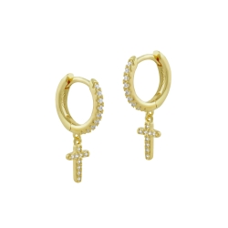 Pendientes Itemporality Baño Oro Aro Cruz Y Circonitas SEA-201-184-UU