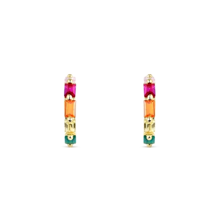Pendientes Itemporality Aro Abierto  Y Circonitas Multicolor SEA-299-358-UU