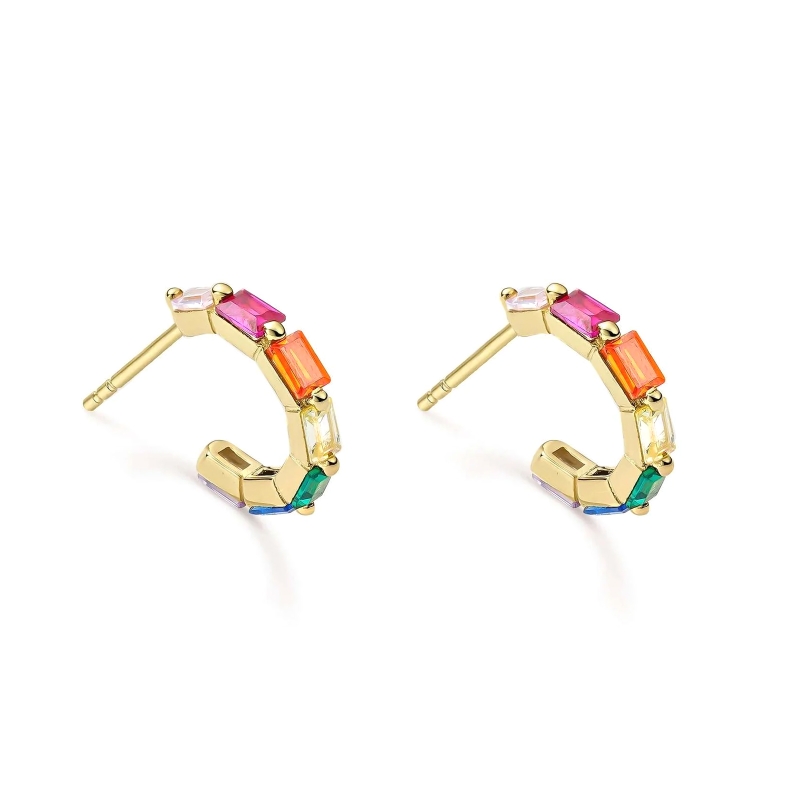Pendientes Itemporality Aro Abierto  Y Circonitas Multicolor SEA-299-358-UU