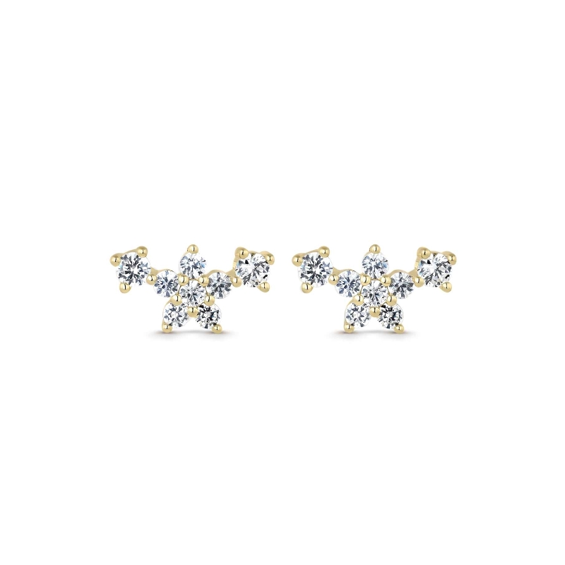 Pendientes Itemporality Plata Baño Oro Flor Y Circonitas SEA-201-338-UU
