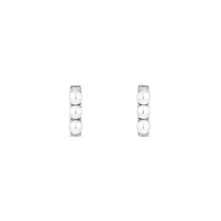Pendientes Itemporality Plata Baño Rodio Barrita Perlas SEA-120-343-UU