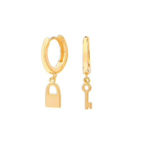 Pendientes Itemporality Baño Oro Llave Y Candado SEA-200-098-UU