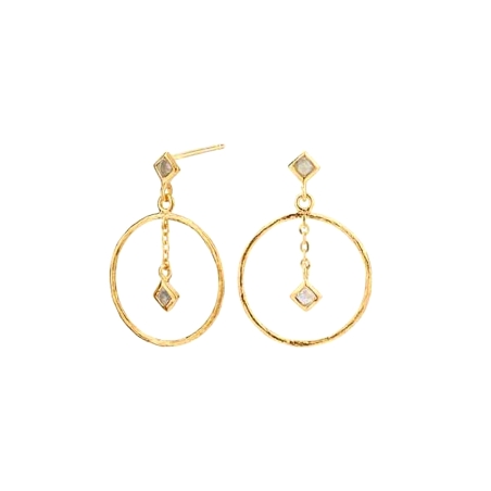 Pendientes Itemporality Baño Oro Aro Y Piedra Lunar SEA-210-146-UU