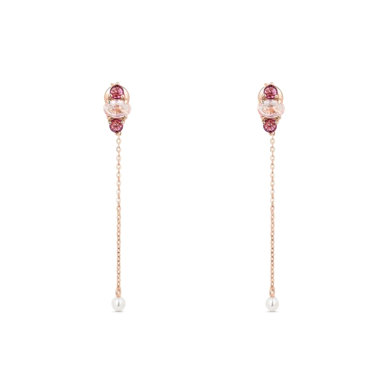 Pendientes Itemporality Plata Baño Oro Rosa Y Piedras SEA-399-075-UU