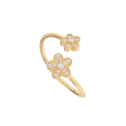 Anillo Itemporality Plata Abierto Flor Y Circonitas SRN-201-058-12