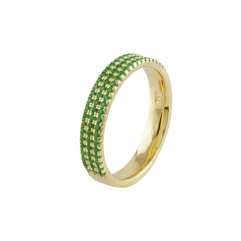 Anillo Itemporality Baño Oro Circonitas Verdes SRN-206-079-12