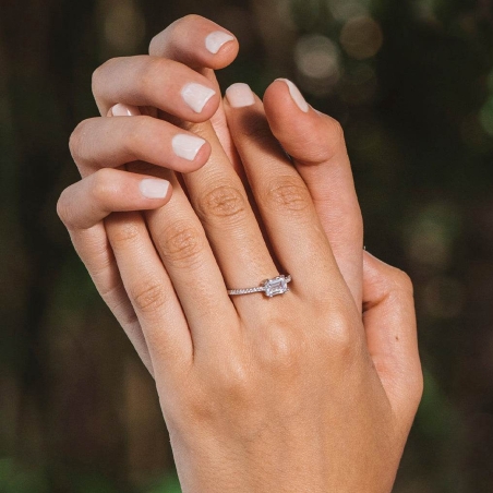 Anillo Itemporality Plata Y Circonita Rectangular SRN-101-104-14