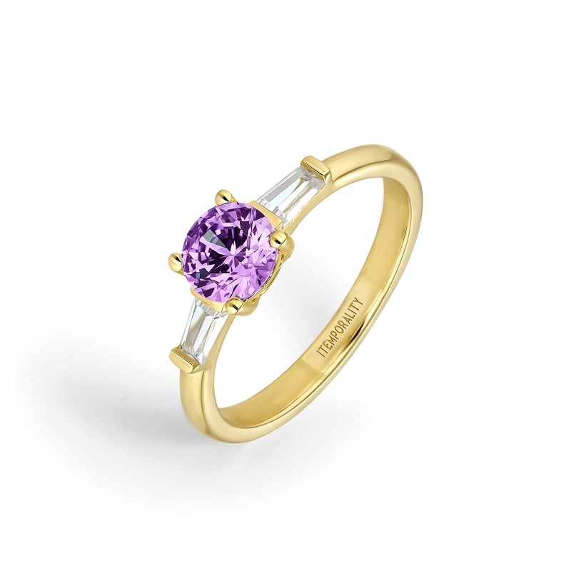 Anillo Itemporality Circonitas Blancas Y Amatista SRN-204-118
