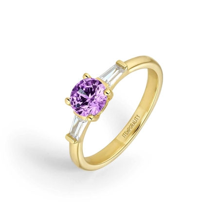 Anillo Itemporality Circonitas Blancas Y Amatista SRN-204-118