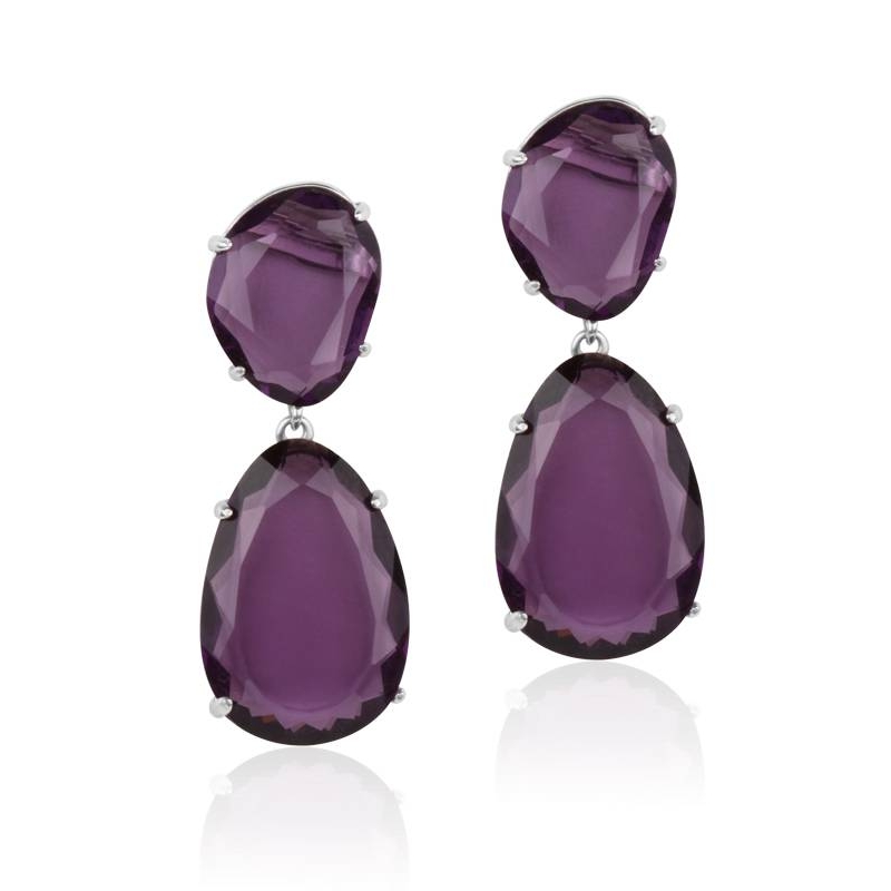 Pendientes "Tint" Plata de ley piedra morada