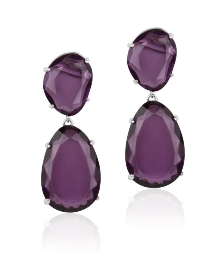 Pendientes "Tint" Plata de ley piedra morada