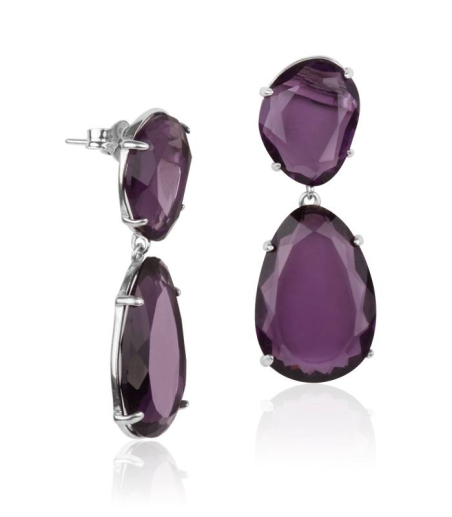 Pendientes "Tint" Plata de ley piedra morada