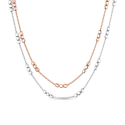 Collar Itemporality Bicolor Doble Cadena Cubos SNL-400-094-UU