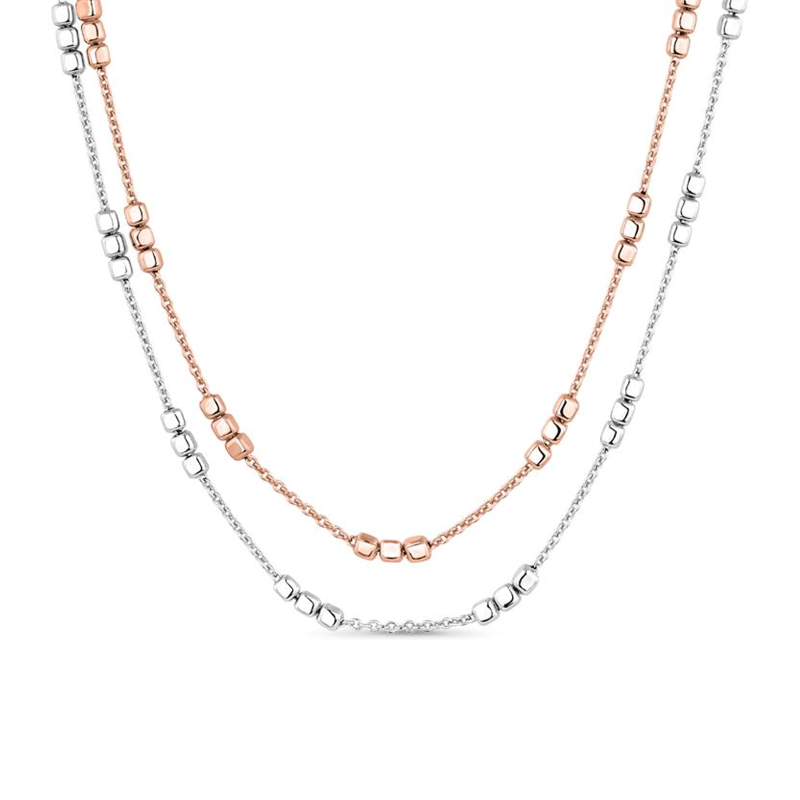 Collar Itemporality Bicolor Doble Cadena Cubos SNL-400-094-UU