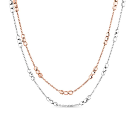 Collar Itemporality Bicolor Doble Cadena Cubos SNL-400-094-UU