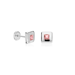 Pendientes Oro Blanco 18k y Circonita Aguamarina "Kare"