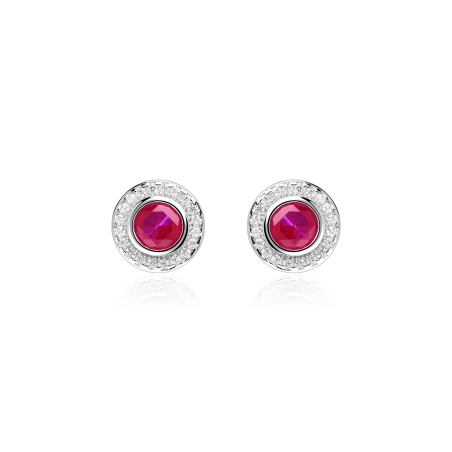 Pendientes Plata primera ley y circonitas rojas "Allende"