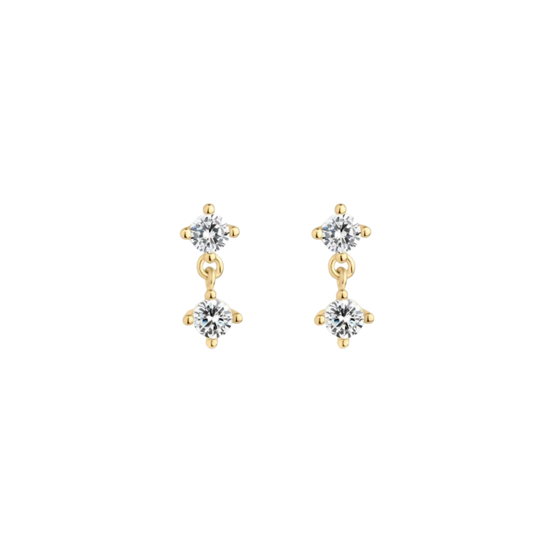 Pendientes Itemporality Baño Oro Circonita Doble SEA-201-340-UU