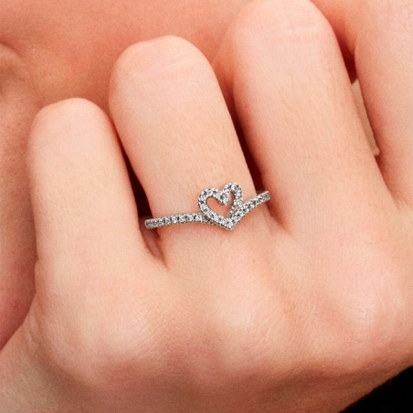 Anillo Pandora Corazón Espumoso Brillante 199302C01
