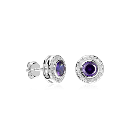 Pendientes Plata primera ley y circonitas moradas "Allende":