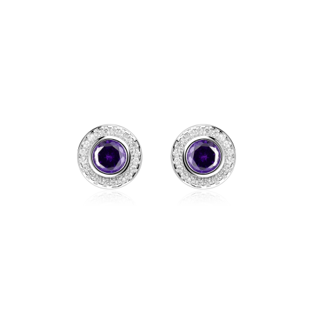 Pendientes Plata primera ley y circonitas moradas "Allende":