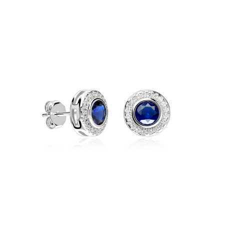 Pendientes Plata primera ley y circonitas azules "Allende"