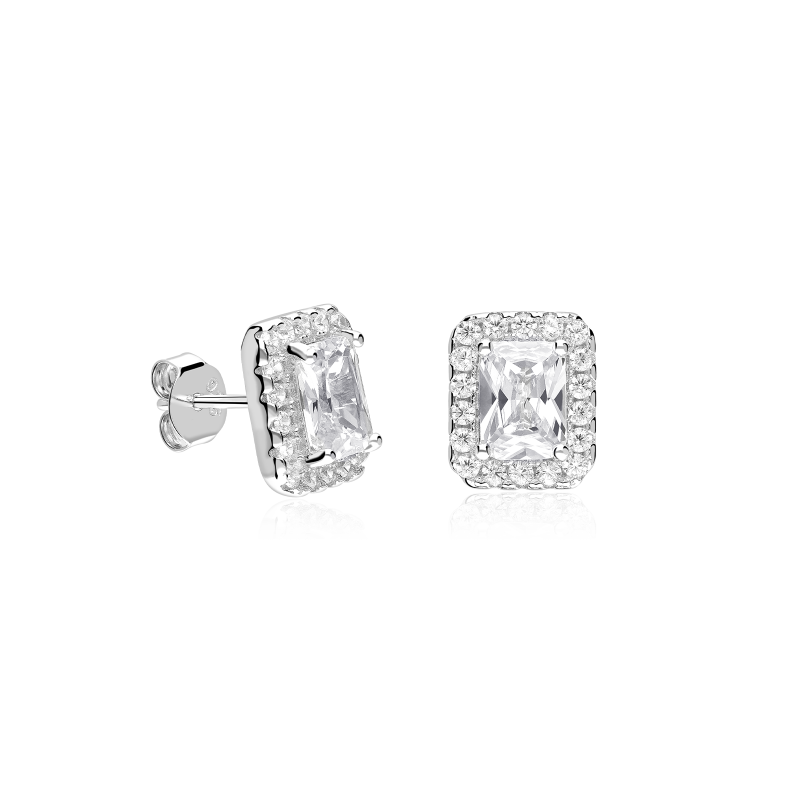 Pendientes Plata primera ley y circonitas blancas "Austen"