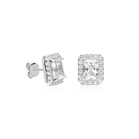 Pendientes Plata primera ley y circonitas blancas "Austen"