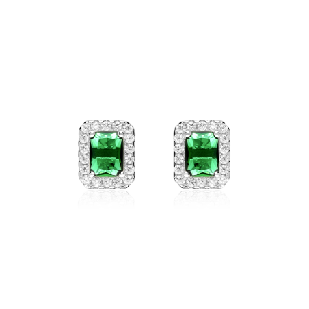 Pendientes Plata primera ley y circonitas verdes "Austen"