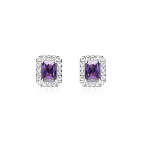 Pendientes Plata primera ley y circonitas moradas "Austen"