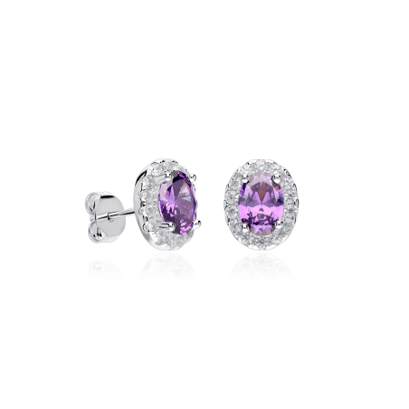 Pendientes Plata primera ley y circonitas moradas "Eyre"